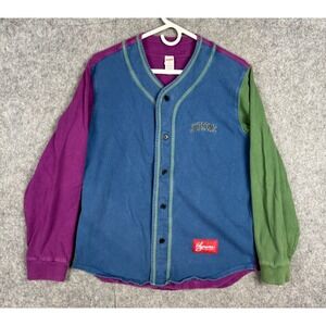 SUPREME Baseball Shirt Men's Medium Color Block Button Up 18AW Embroidered